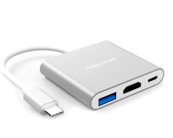 AD30 Adapter 3-in-1 Hub Multiport Type-C, HDMI Ports 4K, USB, PD 60W, USB C 3.0, Quick Charge Video Data Charger for Laptop Notebook Computer Smartphone