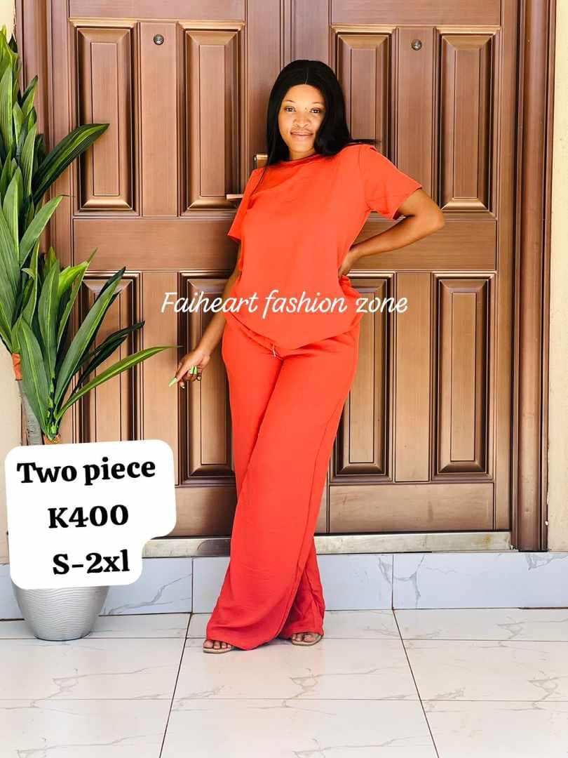 Women's set, orange short-sleeved T-shirt and pants