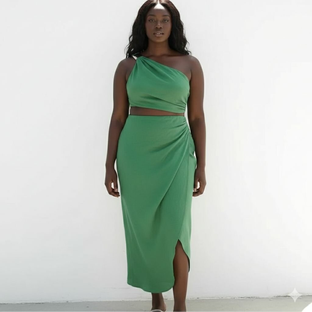 Robe Verte Asymétrique Élégante