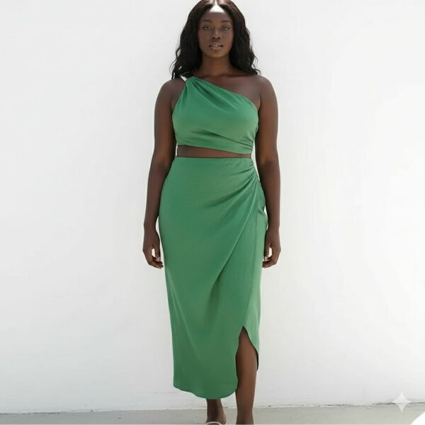 Robe Verte Asymétrique Élégante