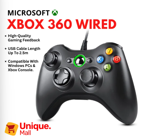 Xbox 360 Gamming Wired Controller with Vibration Feedback, Wired Reliability ,USB Interface Gamepad - by Unique Mall.