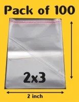 Bundle of 100 (2 X 3 Inch) Clear Resealable Cellophane/BOPP/Poly Transparent Plastic Bags For Storage Self Adhesive Polythene Peel + Seal Bags For Packing