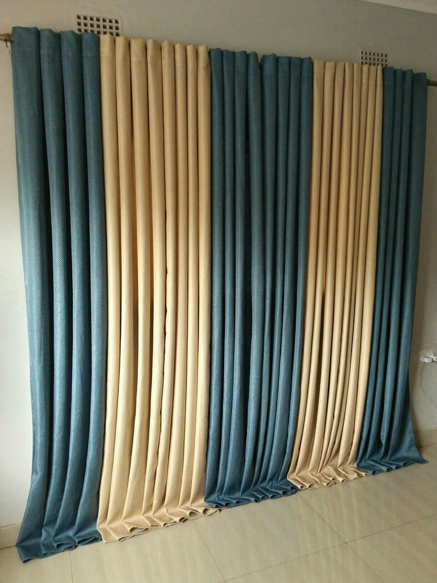 2 drops of curtains beige and blue