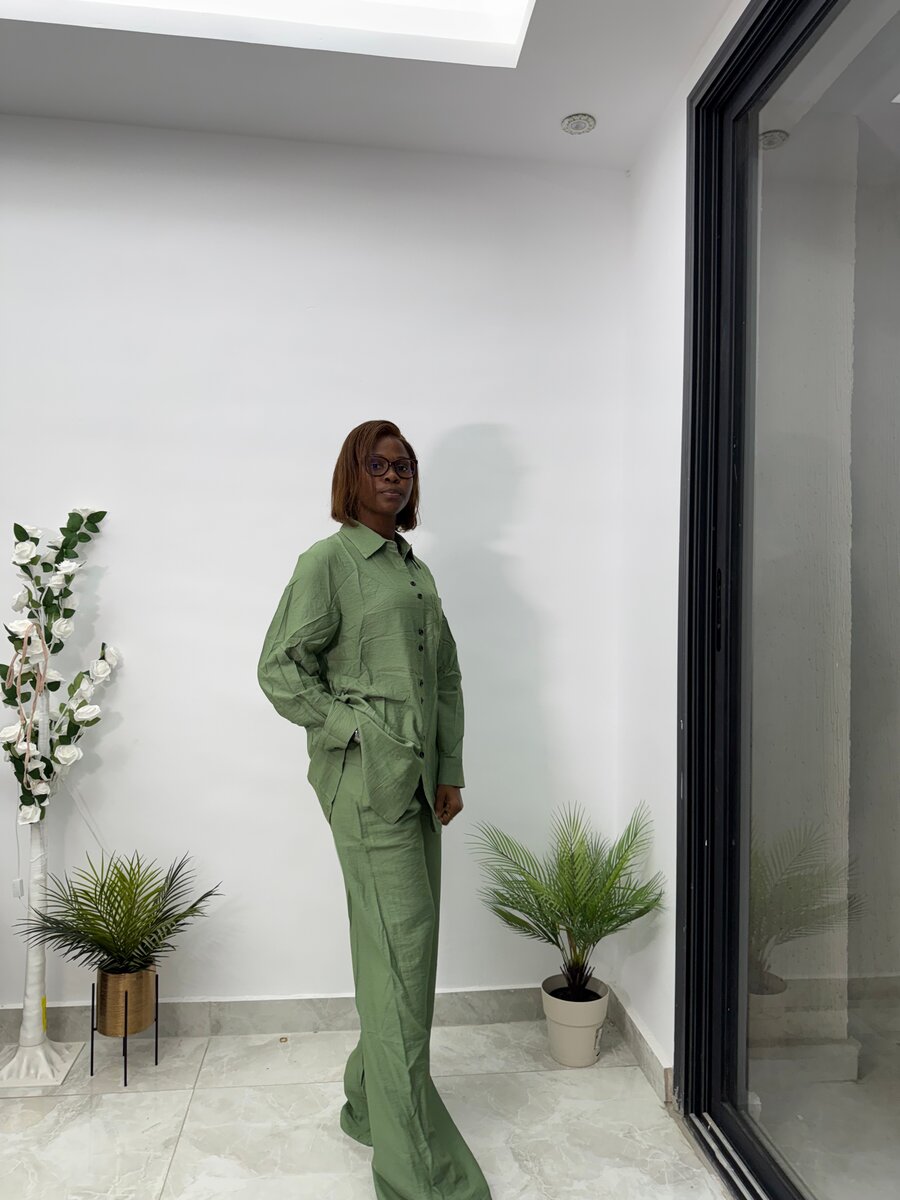 Ensemble pantalon chemise vert