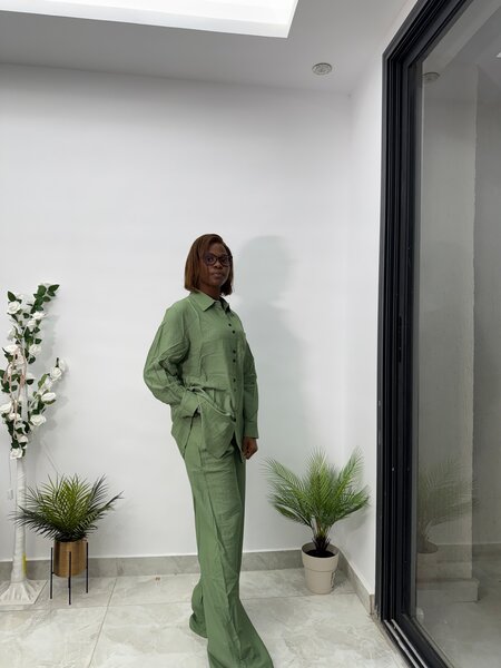 Ensemble pantalon chemise vert