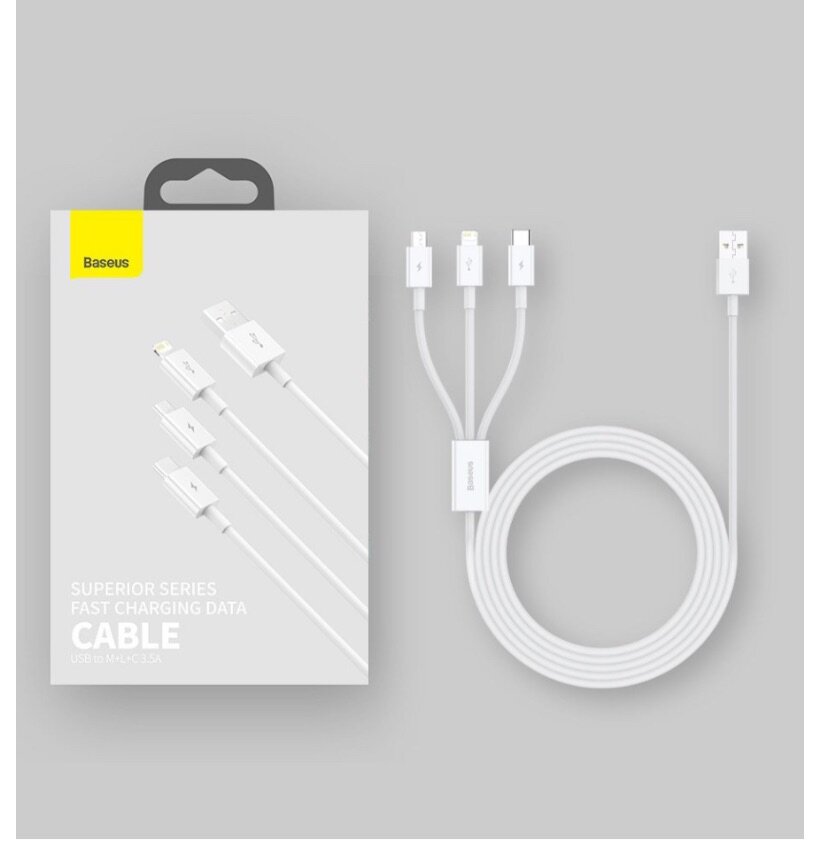 Baseus Câble 3en1 Pour Recharge Rapide Bleu CAMLTYS-03