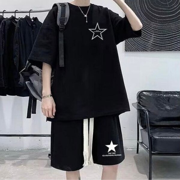 Ensemble short homme noir étoile