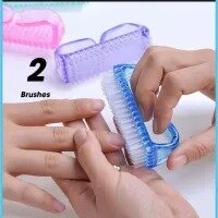 2Pcs Multi Purpose Handle Grip Nail Brush, Fingernail Scrub Cleaning Brushes for Toes and Nails Cleaner, Pedicure Brushes for Men and Women 2 in Pack