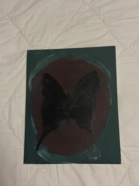 Tableau papillon noir abstrait