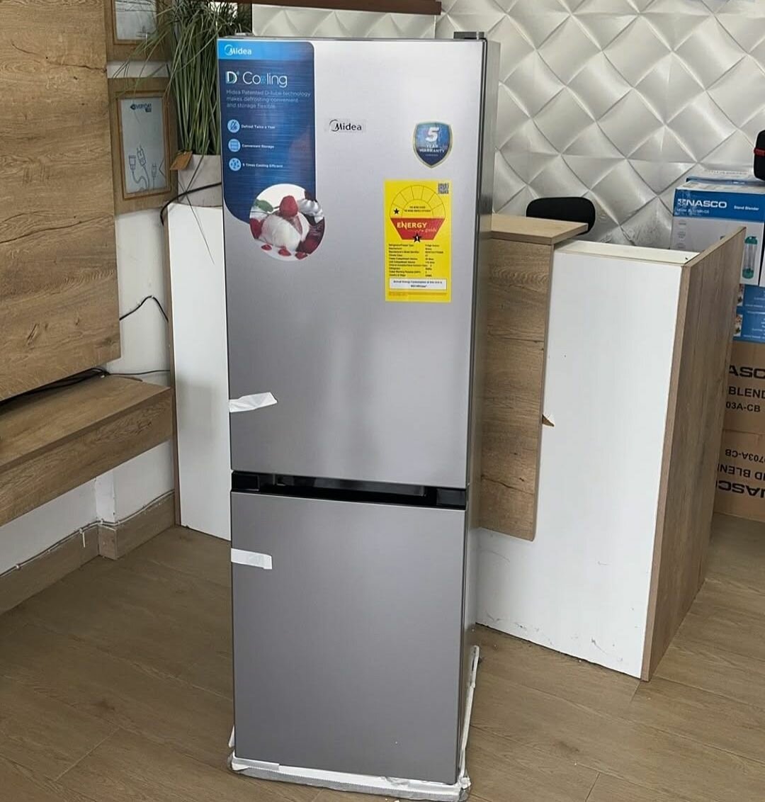 Midea 174L Silver Double Door Bottom Freezer fridge