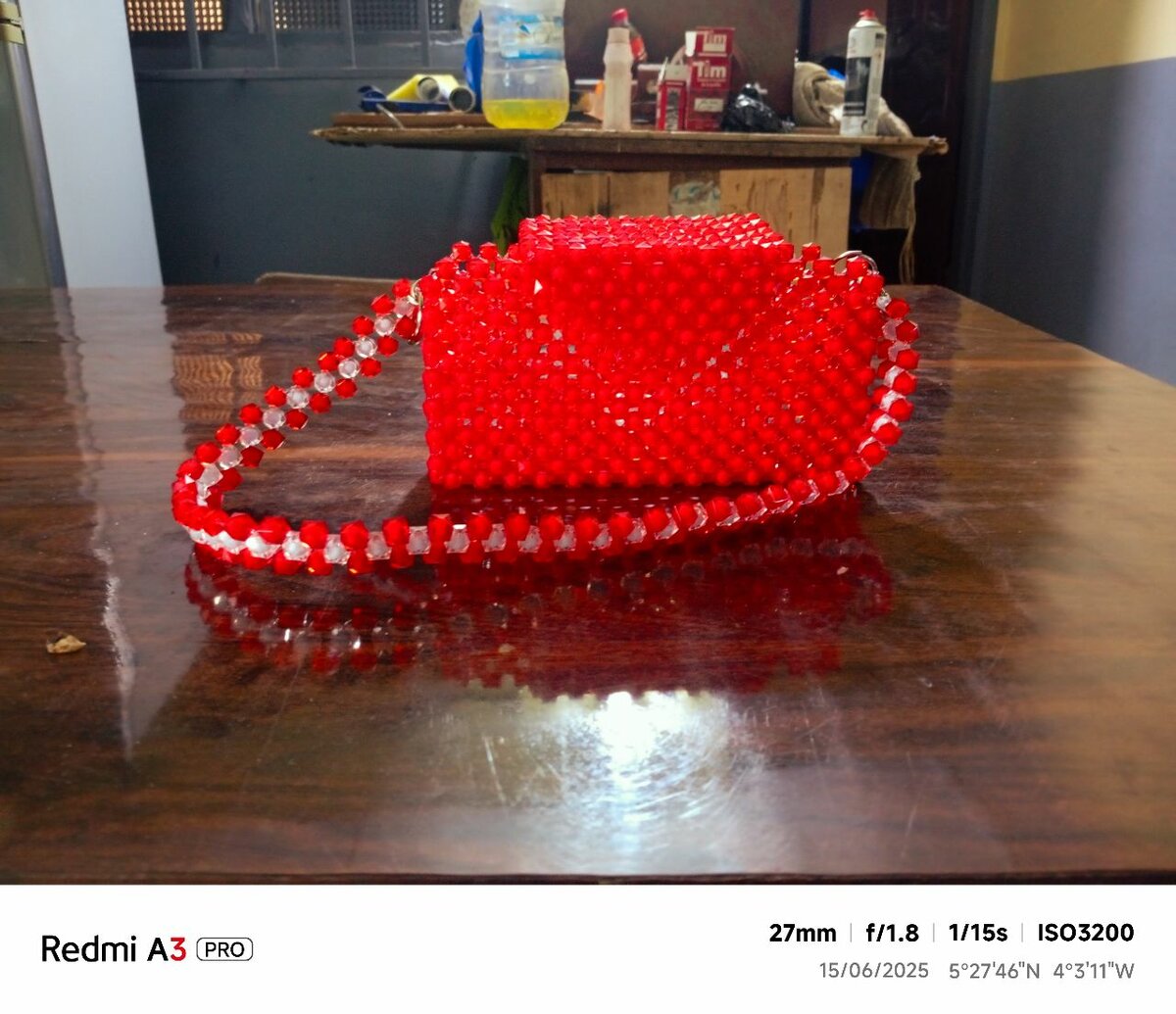 Sac Perles Rouge Élégant