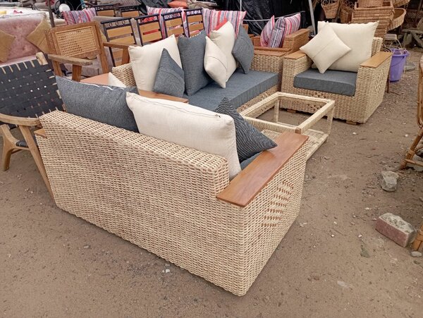 Ensemble canapé en rotin