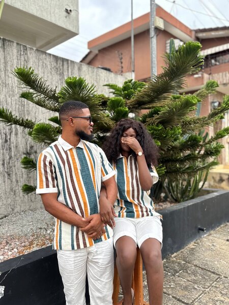 Chemise rayée décontractée unisexe