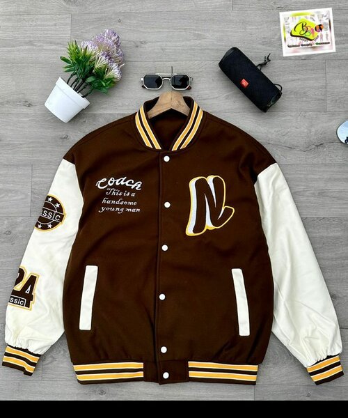 Varsity Jacket Homme Marron Vert