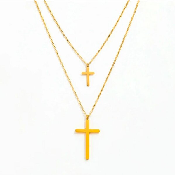 Gold Cross Layered Necklace