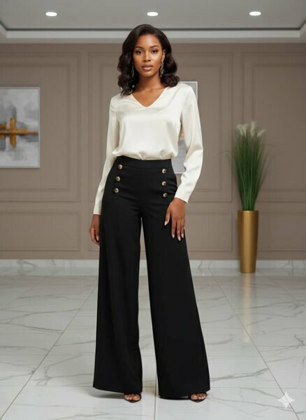 Top noir & pantalon palazzo noir