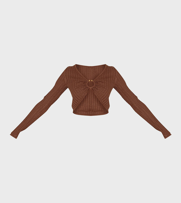 Top cropped en maille marron