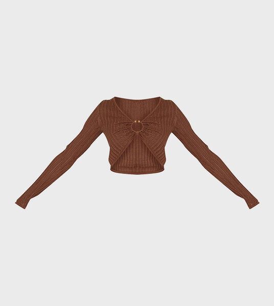 Top cropped en maille marron