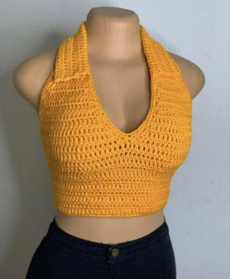 Haut crochet sans manches femme