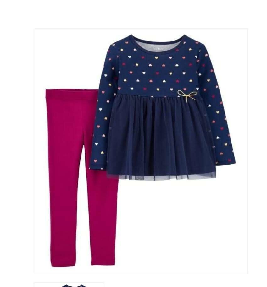 Carters Toddler Girls Cotton Blue Multicolored Hearts Print