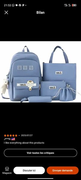 Ensemble de sacs bleus 5 pièces