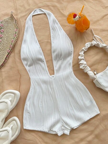 Monokini blanc échancré