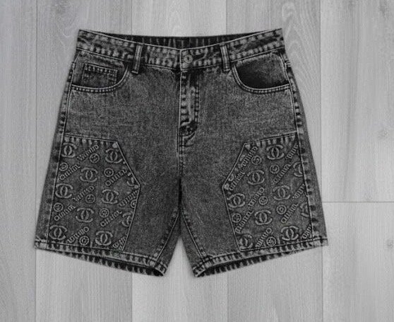 Shorts en jeans cargo noir délavé