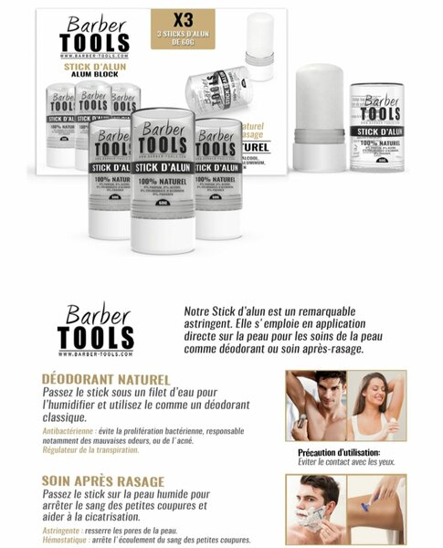 Kit de 3 Sticks d'Alun Naturel