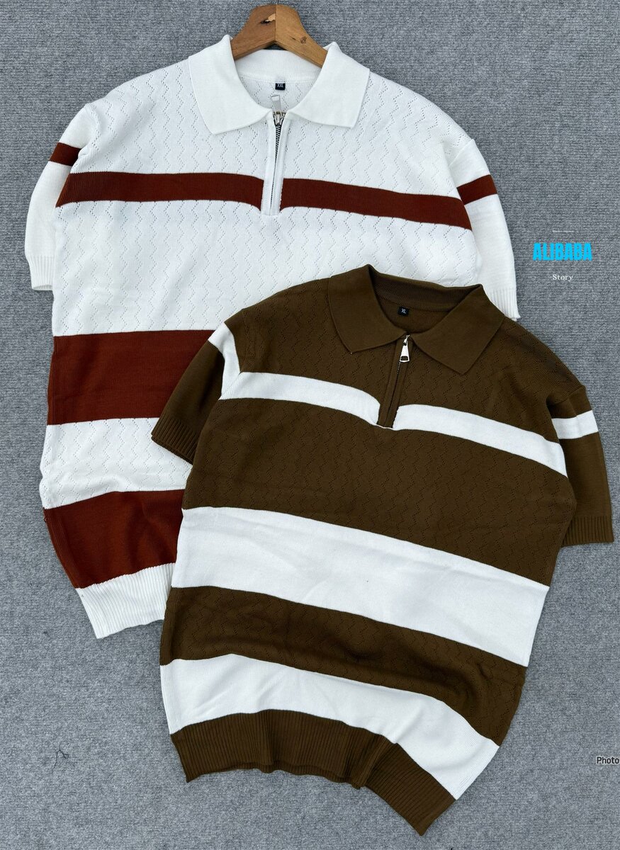 Polo en tricot rayé chic