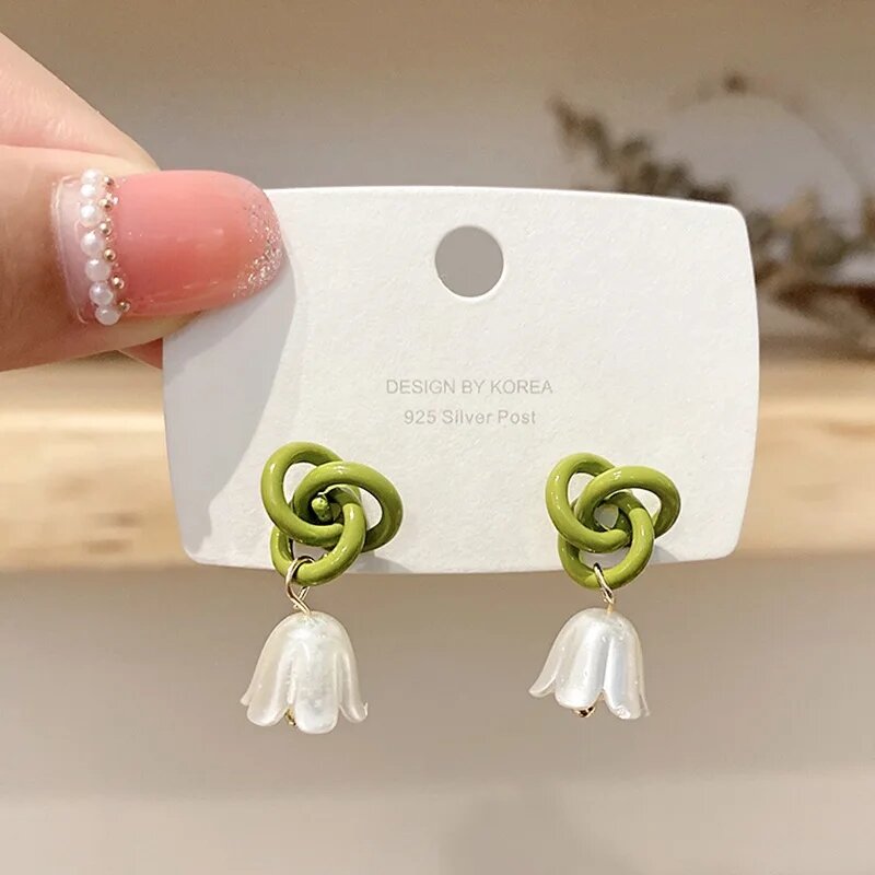 Green Tulip earrings