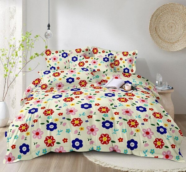 Parure de lit motifs floraux vibrants