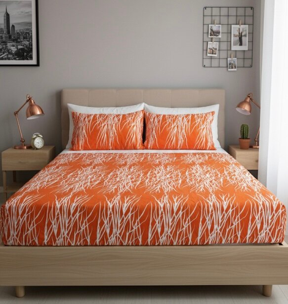 Housse de lit orange design