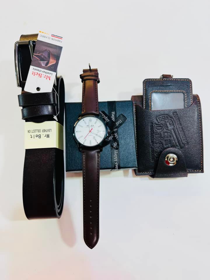 Combo watch, wallet and belt