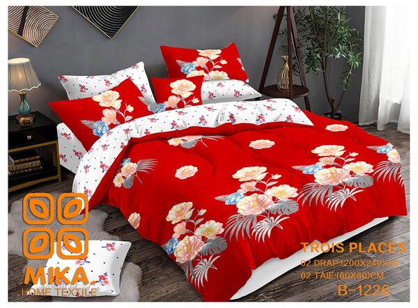 Composés de 2 draps et 2 taies d'oreiller assorties