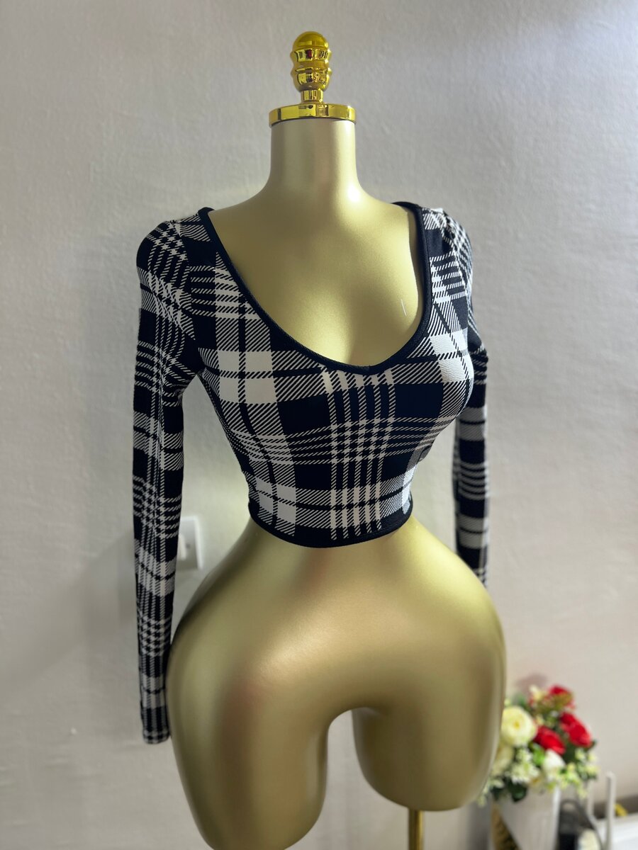 Crop top à carreaux SHEIN