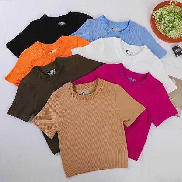 Tops en coton multicolores