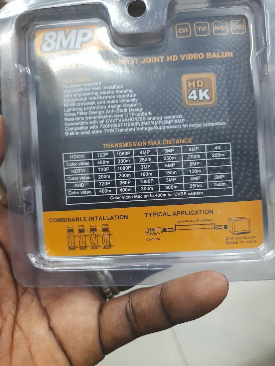 Balun vidéo HD 8MP 4K