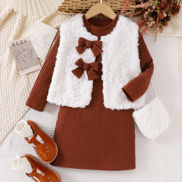 Robe Enfant avec Gilet Fourrure