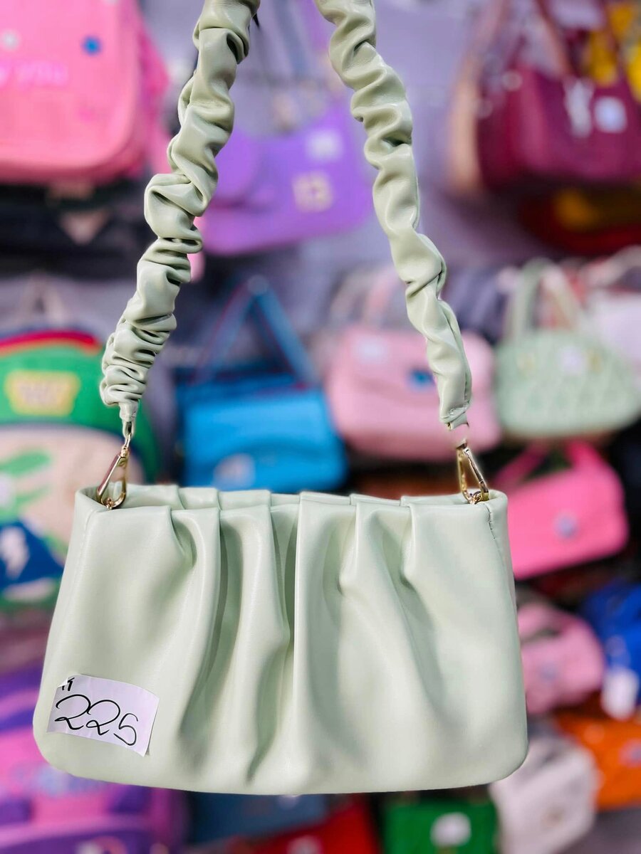 Ladies fancy hand bags white green