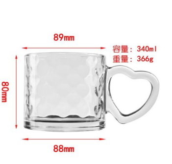 Set Red Cherry Heart Shaped Handle Glass Cup 