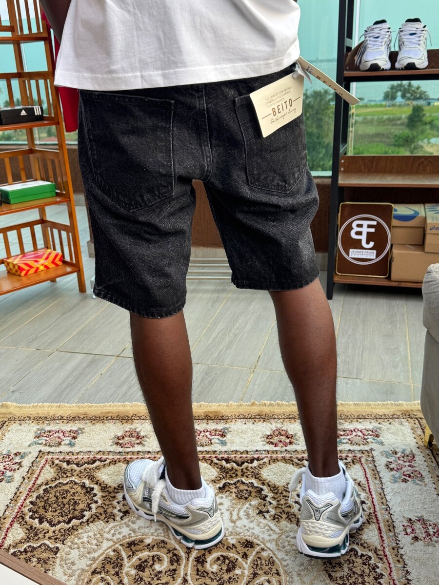 Short en jean noir homme tendance