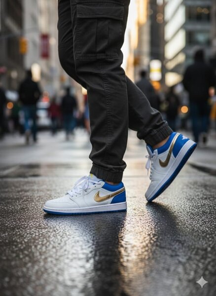 Chaussures Nike blanches et bleues pour homme
