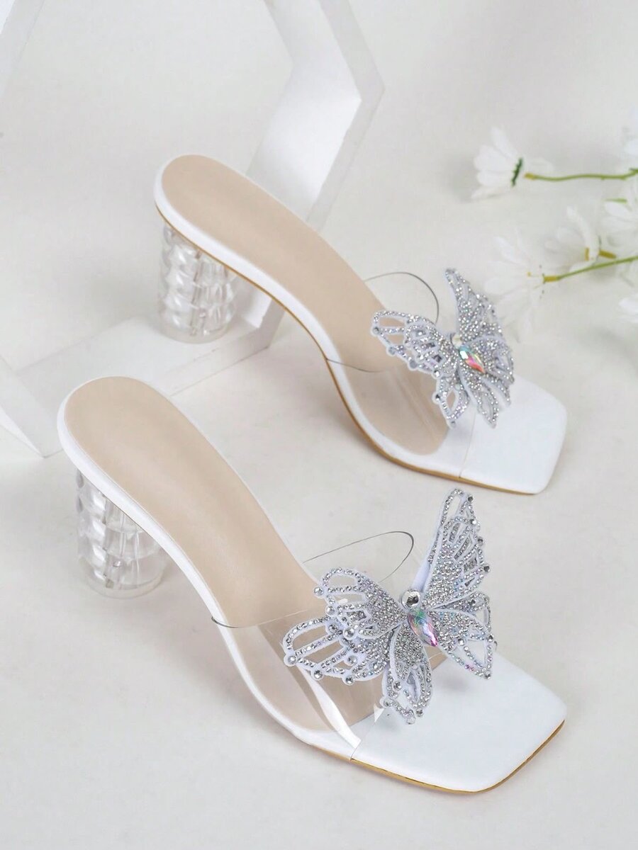 Fashionable high heel sandals for women with rhinestones