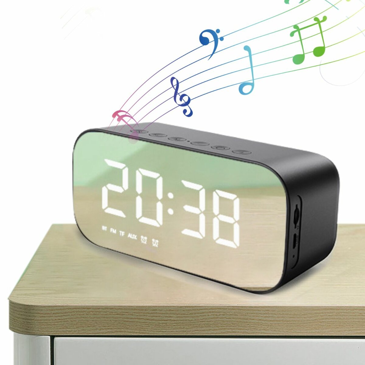 Alarm clock wireless digital and rechargeable  Bluetooth