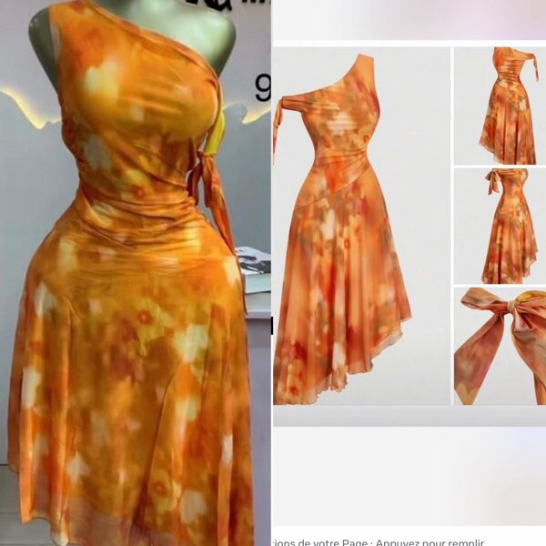 Robe asymétrique orange