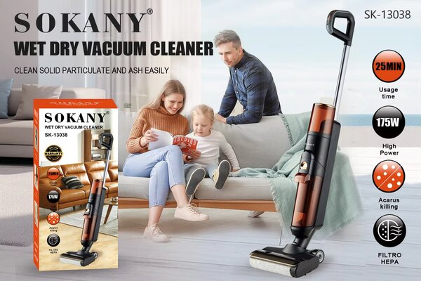 Беспроводной пылесос для сухой и влажной уборки Sokany