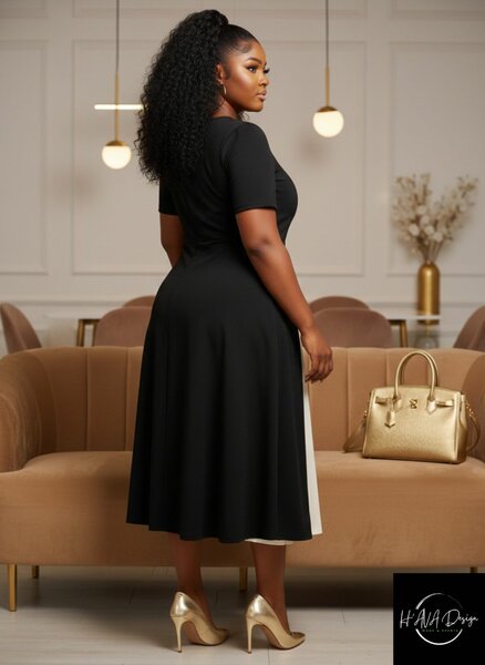 Robe mi-longue élégante noire