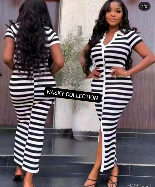 Robe longue rayée chic