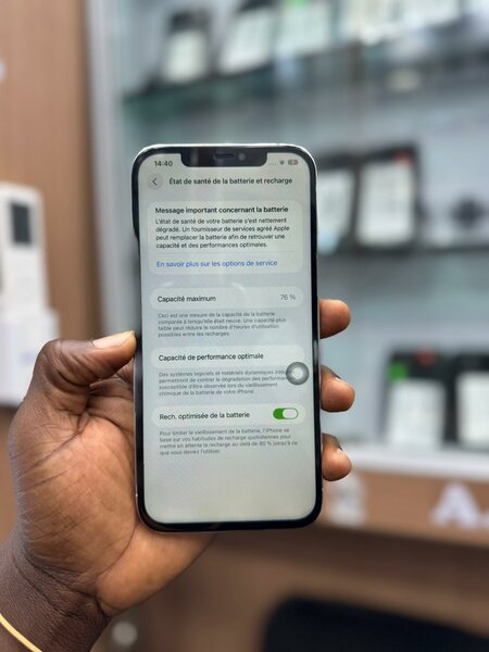 12 pro max 128Go Message batte