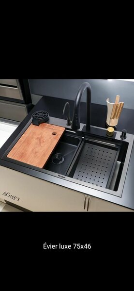 Évier de cuisine noir 75x46
